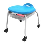 Offex Modern Metal Stackable Stool with Wheels and Storage for School, Classroom & More - Blue