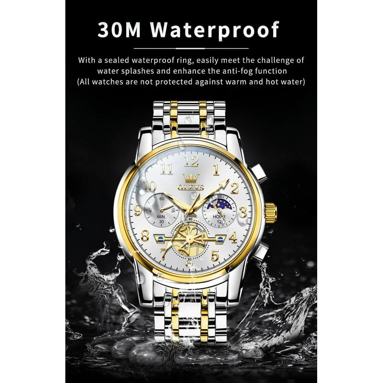 OLEVS Watches for Men Classic with Date Business Dress Luxury Digital Gold /Black/Blue Waterproof Luminous Mens Wrist Watches Analog Two Tone  Stainless Steel Male Reloj para Hombre - Walmart.com