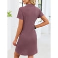 thumbnail image 3 of jinghuiyue Womens Summer Casual Dress Collared V Neck Short Sleeve Waffle Knit Stretch Mini T Shirt Dresses M, 3 of 7