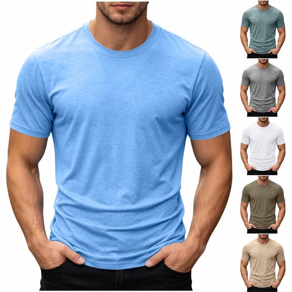 IhhxPro Men's Short Sleeve Stretch Tee Solid Color T-Shirt Breathable Casual Summer Shirt Lightweight Athletic Fit Travel Workout Gym S-2XL