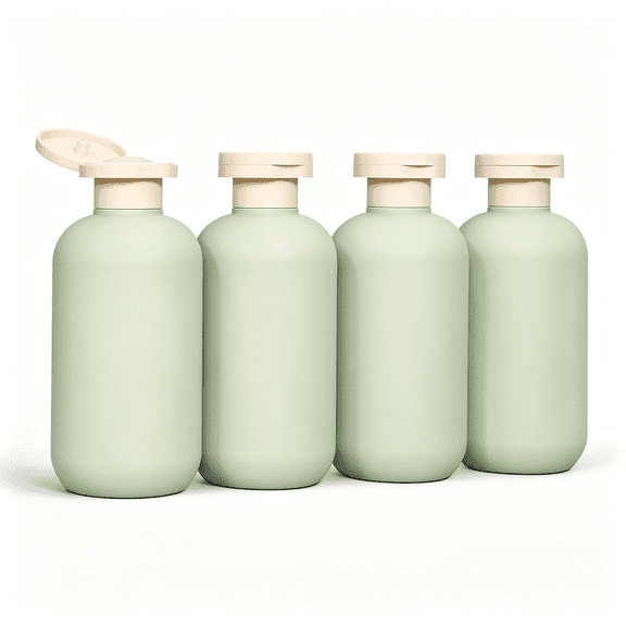 GASTROPOD 6.6Oz Travel Bottles for Toiletries,Larger Plastic Travel Squeeze Bottles Leak Proof Refillable Toiletry Containers with Flip Caps and Labels for Shampoo Conditioner Lotion(Green,4 Pcs)