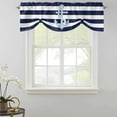 thumbnail image 2 of Tie Up Valances for Windows, Navy Blue Striped Adjustable Valance Curtains Window Treatment for Living Room/Bedroom, Blue Anchor Nautical Farmhouse Rod Pocket Kitchen Curtains & Drapes 42x12 Inch, 2 of 9
