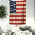 thumbnail image 3 of USA Tapestry, Fourth of July Independence Day Damaged Wooden Fence Looking Freedom Symbol, Wall Hanging for Bedroom Living Room Dorm Decor, 60W X 80L Inches, Cream Red Navy Blue, by Ambesonne, 3 of 5