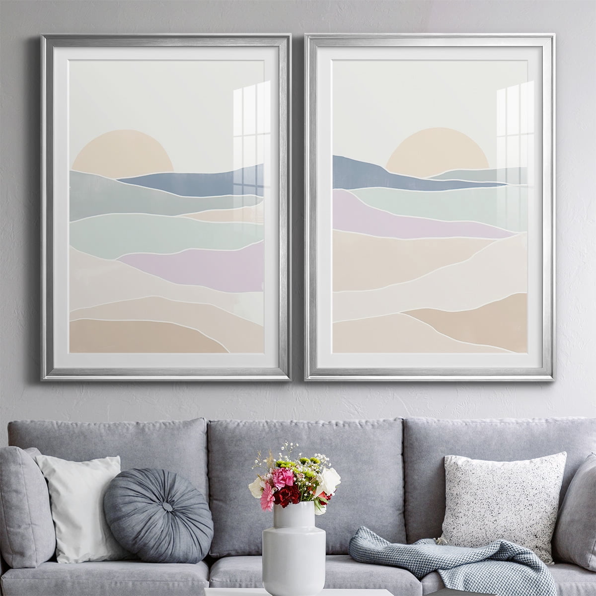 Wexford Home Wave Tableau I Premium Framed Print, 30.5" x 42.5" - Ready to Hang, Silver (Set of 2)