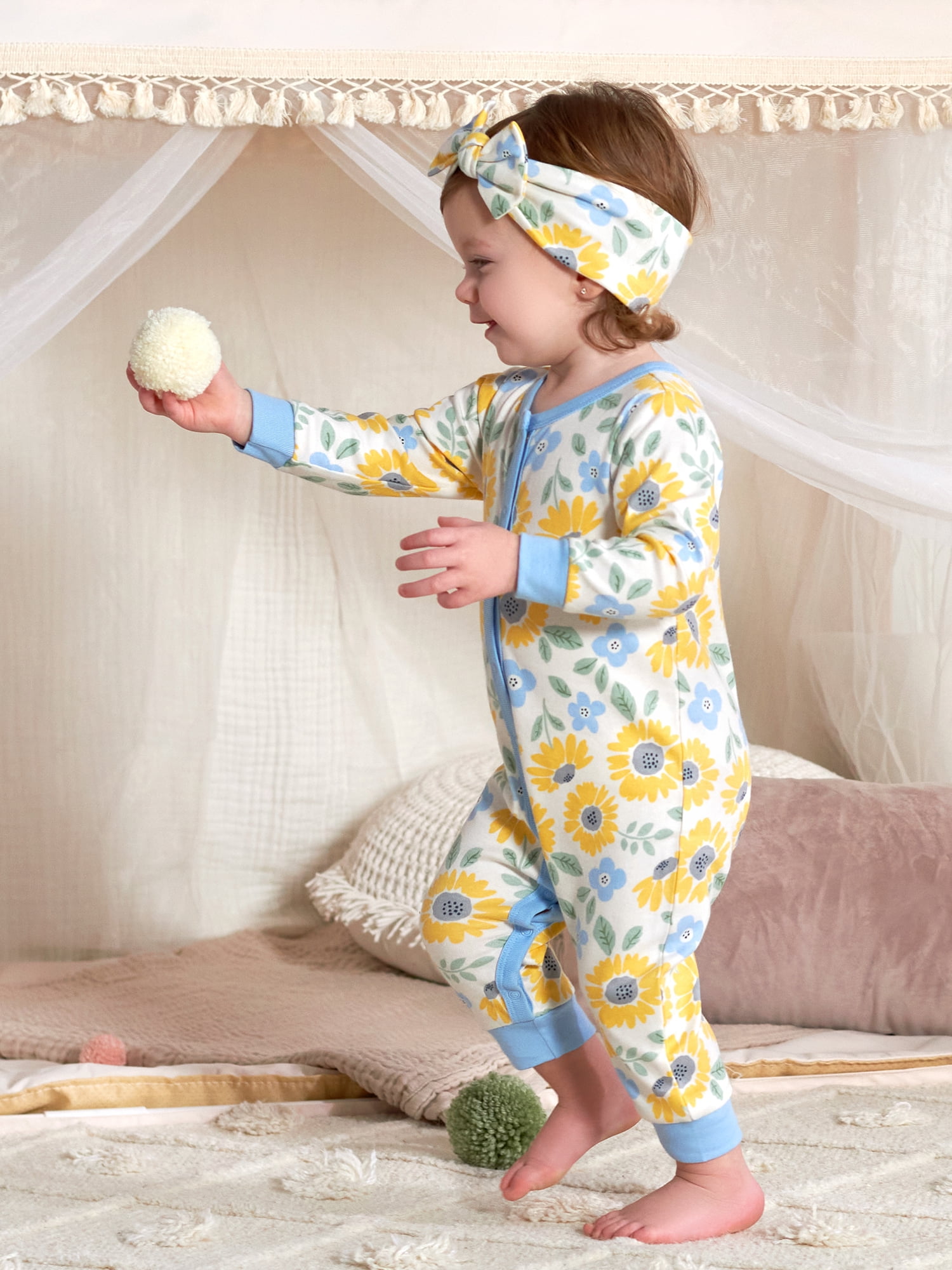 Gerber Baby Girl Coverall & Headband Outfit Set, 2-Piece, (Newborn - 18 Months)