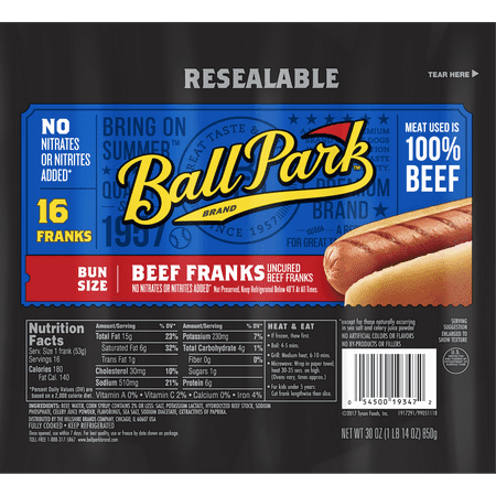 Ball Park® Beef Franks, Bun Size Length, 16 Count