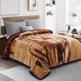 thumbnail image 3 of Marina Decoration Reversible 8 LB Oversized Heavy Woven Fluffy Plush Soft Warm Korean Style Mink 2 Ply Rich Printed Animal Flannel Fleece Throw Raschel Blanket, 78 x 86 Inch Leopard Lion Pattern, 3 of 8