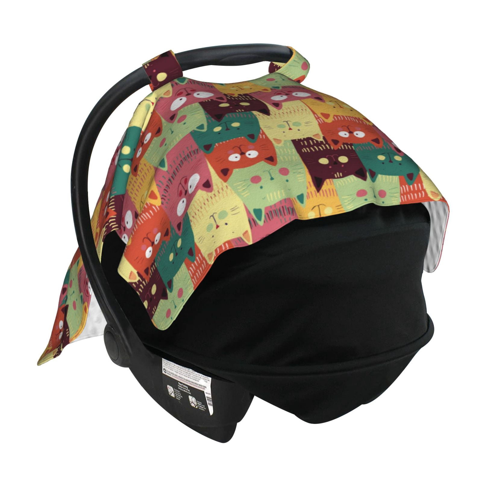 Car Seat Cover Baby - Cute cartoon cat Breathable Infant Car Seat Cover for Baby Carseat, Lightweight Comfort Baby Essentials Must Haves Newborn Stuff for Girl Boy