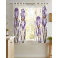 thumbnail image 4 of Purple Iris Sheer Curtains 45 Inch Length 2 Panels Set for Living Room/Bedroom, Spring Vintage Butterfly Leaves Flowers Beige Kitchen Curtains Grommet Semi-Sheer Curtains Window Treatments 42"x45"x2, 4 of 7