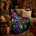 thumbnail image 3 of Surreal Glowing Neon Foliage, Mystical Celestial Scene, Warm Flannel Blanket for Sunroom and Reading Nook, Garden Lovers Housewarming Gift, Fantasy Home Decor, 3 of 9