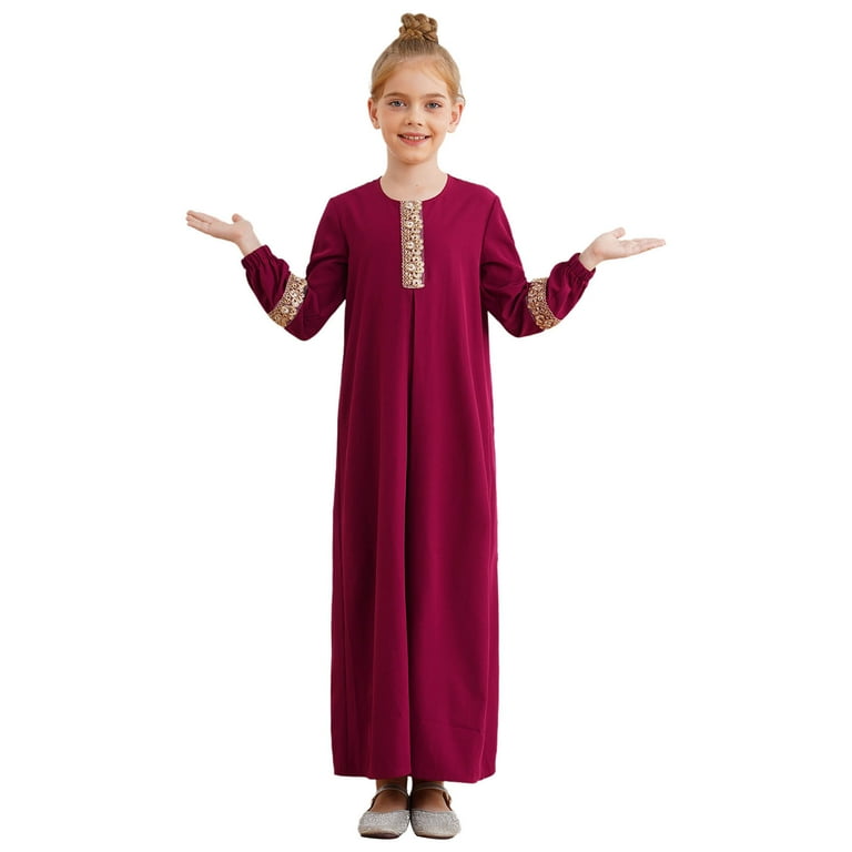 burgundy abaya dress Black and Burgundy 2 Pieces Abaya Set with Satin Inner Dress 38-40/(S-M) main image 1