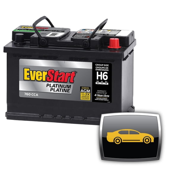 EverStart Auto Plat- AGM-H6 – 12 Volts, Batterie automobile, groupe AGM 48/H6, 760 ADF