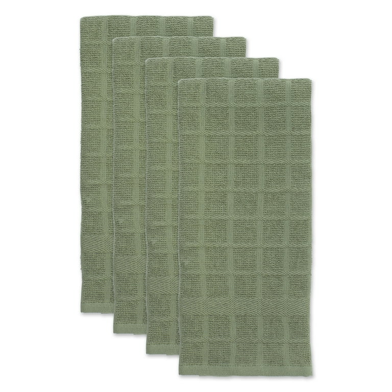 Dark Green Solid Waffle Terry Dishtowels, Set of 4 - The WiC