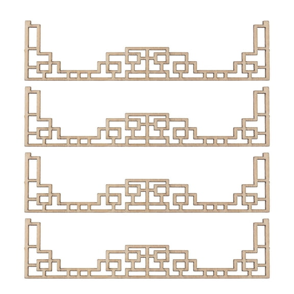 4PCS Wooden DIY Decor Solid Wooden Carved Corner Furniture Home Decorations Flower Corner Protector Kits for Architectural Model