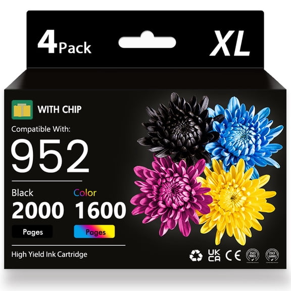 952 XL Ink Cartridge 4 Pack Compatible for 952XL Ink 952 XL for Officejet Pro 7740 8710 8720 8715 8210 Printer Ink 952 Combo pack