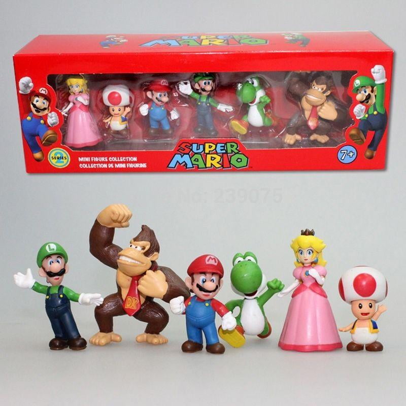 Super Mario Bros Peach Toad Mario Luigi Yoshi Donkey Kong PVC Action Figure Toys 
