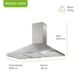 thumbnail image 2 of Campana para cocina de pared piramidal 90 cm Acero Inoxidable, 3 Velocidades, Doble Filtro de malla lavable y Filtro de carbón activado, Luz LED, Extrae y Purifica AVERA CEP90, 2 of 10
