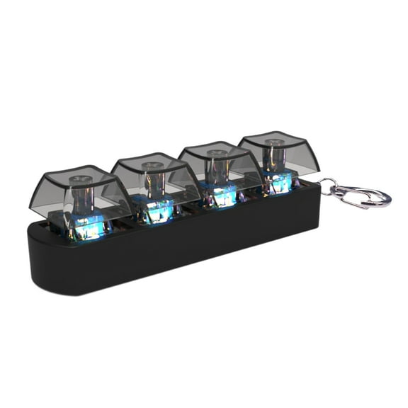 1PC 4-Key LED Light Keyboard Clicks Toy Keycap Tester For Stress Relief Keychain
