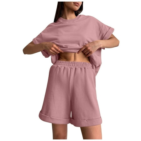 OJSFQUFP Maternity Pajamas Red Women s Rainbow Fashion Hoodie & Shorts 2 Piece Set Casual Athletic Tracksuit Short Matching Clothing Set M