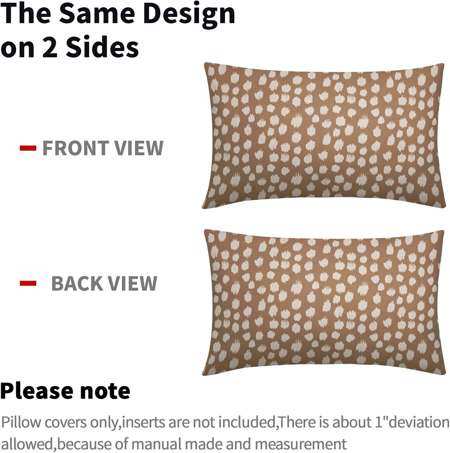 Brown Cream Dots Lumbar Pillow Covers 12x20 Set of 2 Boho Design Polka Dot Print Throw Pillows Modern Outdoor Decorative Pillowcase Rectangle Linen Cushion Cases Decor for Sofa Couch Bed
