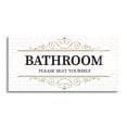thumbnail image 1 of Bathroom Seat Yourself White Tile Olive Scroll 36 x 18 Glass Wall Hanging Sign, 1 of 3