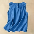 thumbnail image 6 of VBTAPA Cotton Linen Tops for Women Summer Beach Tank Top Sleeveless Casual Loose T Shirt Side Slit Tanks Undershirts Sky Blue L, 6 of 8