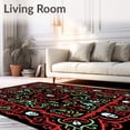 thumbnail image 2 of ODIKA 4'x6' Machine Washable Non-Slip Area Rug, Haunted Holiday Featuring Playful Specter Figures And Ornate Vines High Traffic Rug, Black, 647194, 2 of 7