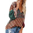 thumbnail image 4 of Blusas De Manga Larga Con Cuello En V Blusas De Manga Larga Con Estampado Floral Blusa Informal Para Mujer Blusa De Manga Larga Con Cuello En V Jersey Con Cordón Estampado Floral ANGGREK  No, 4 of 5