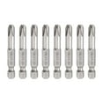 thumbnail image 1 of Uxcell 8pcs #3 Punta de Destornillador Phillips PH3 Vástago Hexagonal de 1/4" Longitud de 2" (50mm) Varilla Magnética Puntas de Taladro de Cabeza Cruzada de Acero S2, 1 of 7