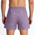 thumbnail image 3 of Tauxra Linen Blend Shorts for Men, Multi Pocket, Elastic Drawstring Waist, Beach Summer Daily, Solid Lightweight Breathable, 3 of 9