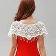 thumbnail image 5 of Female Cross Cloak Women Scarf Spring Autumn Lace Pure Color Fake Collar Cape Blouse Shoulders Scarf Lace Shawl Hollow Out Shawl 1, 5 of 8