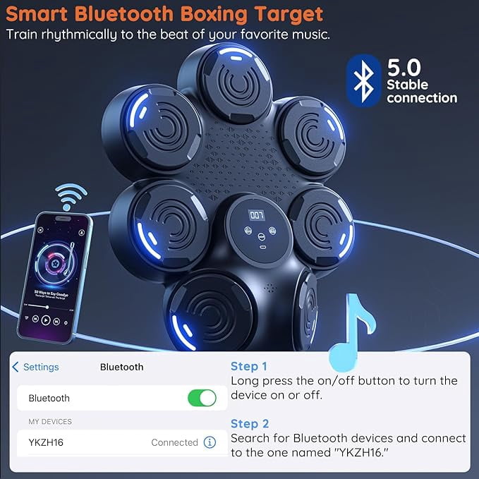 RKXQT Music Boxing Machine,Smart Bluetooth Boxing Machine with Boxing Gloves Wall Mounted, Boxing Workout Punching Equipment for Adults Kids,Fun Fitness Equipment 9 Modes & 9 Speeds Color white B