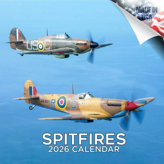 2025 2026 Spitfires Calendar - Transportation Monthly Wall Calendar - 12 x 24 Open - Thick No-Bleed Paper - Giftable - Academic Teacher's Planner Calendar Organizing & Planning - Made in USA