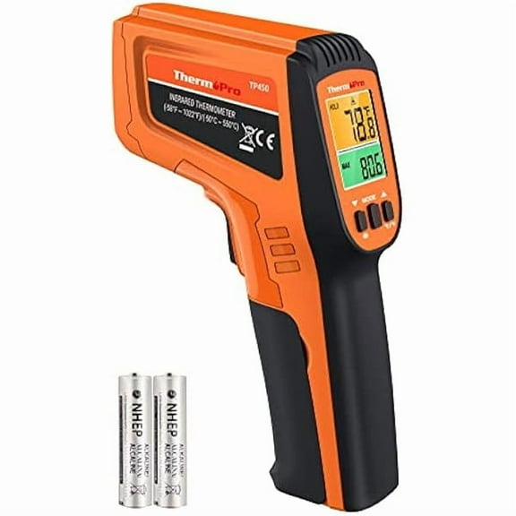 ZLC TP450 Dual Laser Temperature Gun for Cooking, Digital Infrared Thermometer for Pizza Oven Grill, Laser Thermometer Gun with Adjustable Emissivity Temp Gun -58℉to 1022℉(Not for Human)
