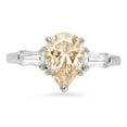 thumbnail image 5 of 2.5 ct Pear Cut Natural Morganite 3 Stone 14K White Gold Womens Engagement Ring, 5 of 6