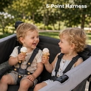HARPPA Foldable Wagon Stroller for 4 Kids with 5-Point Harness,Canopy,Gray