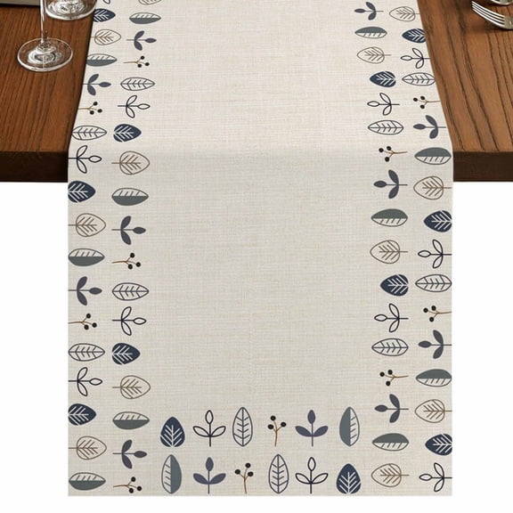 Table Runners 72 Inches Long Dress Scarves, Vintage Botanical Farmhouse Kitchen/Dining Table Runner, Coffee Tablerunners, Herb on Beige Leaves Retro Country 13x72 Inch