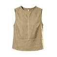 thumbnail image 4 of aohooy Cotton Linen Tank Tops for Women Summer Casual Sleeveless Cropped Shirt Blouses Boat Neck Beach Boho Vacation Vest 2026 Khaki,XL, 4 of 9