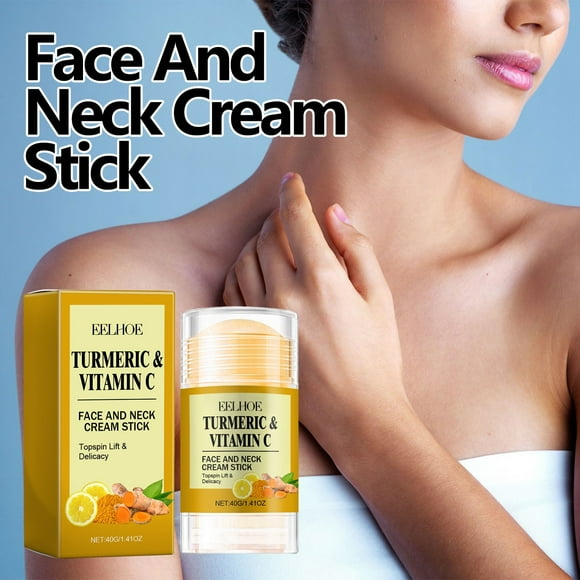 Jienlioq Turmeric and Vitamin C Face and Neck Cream Stick 40G Hydrating Gel Moisturizing Lift and Delicacy Skin Care for Normal Skin Antiwrinkle Whitening and Firming