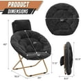 thumbnail image 2 of CQAOE Folding Saucer Chair with Headrest for Adults, Faux Fur Moon Chair, Comfy Papasan Lounge Chair, Cozy Lazy Chair for Bedroom Dorm Living Room（Black）, 2 of 10