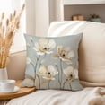 thumbnail image 3 of Ethan Taylor Floral Throw Pillow Soft Cushion Cover 'Flowers II Flowers Modern' Classic Pattern Decorative Square Accent Pillow Case, 18x18 Inches, Gray, Beige, 3 of 5