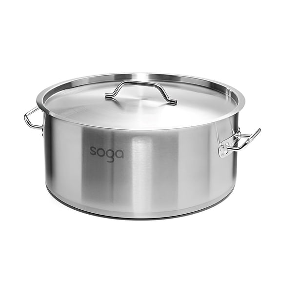 SOGA 3.7 gal Stainless Steel Stock Pot – Heavy Duty 18/10 Cookware for Soup, Stew & Boiling