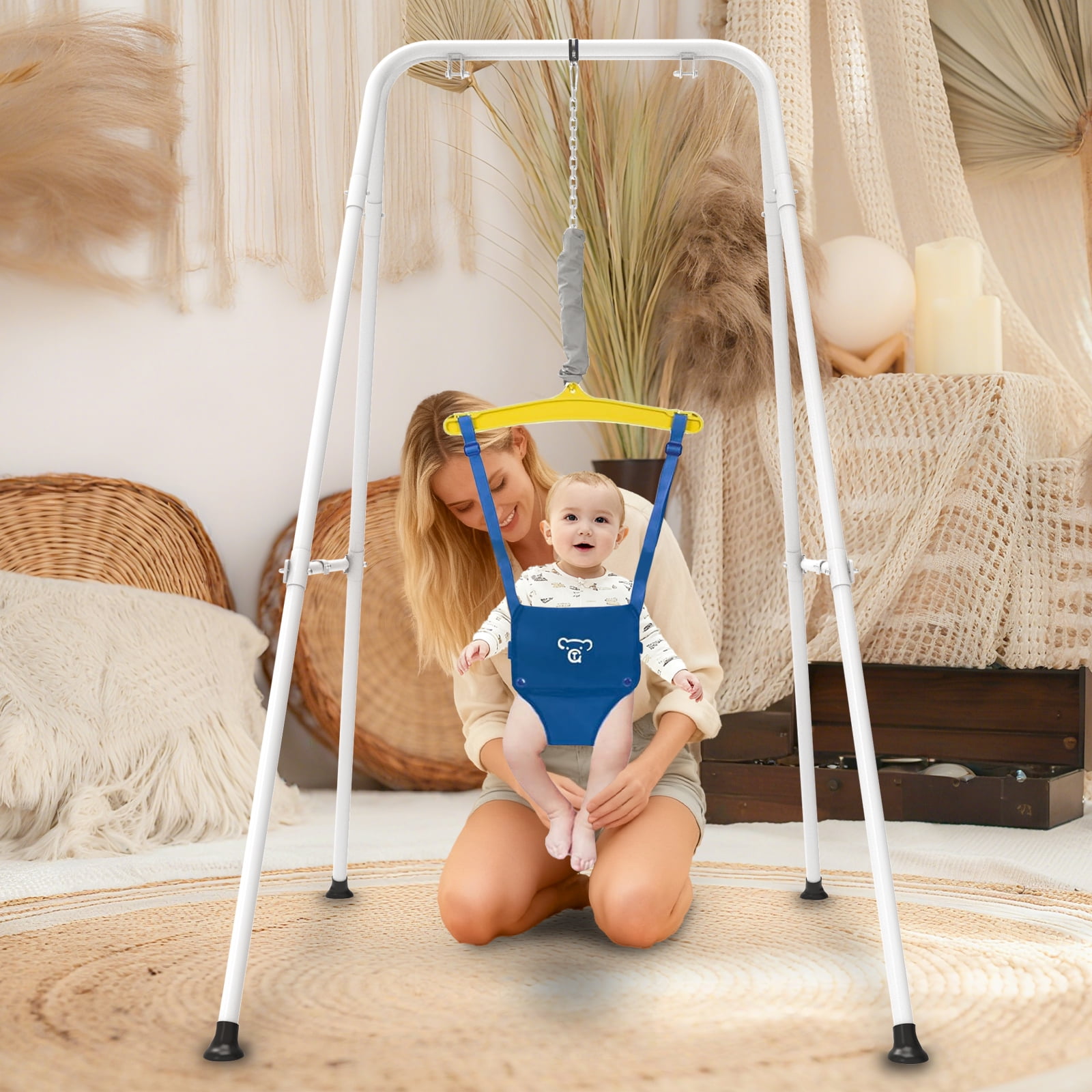 G TALECO GEAR 2-in-1 Baby Jumper and Swing, Indoor&Outdoor Baby Swing for 6-24 Months Infant Toddler, Blue