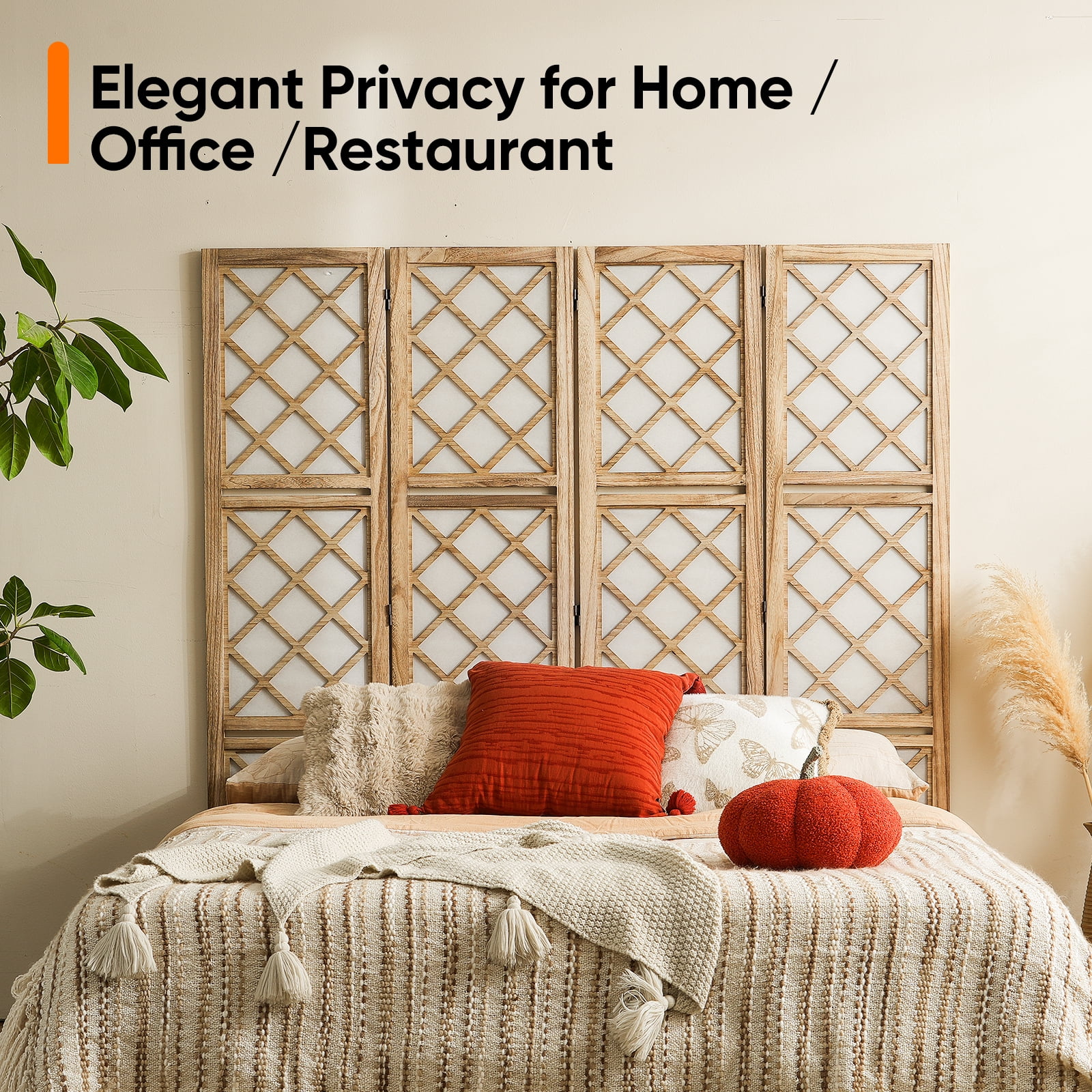 Jostyle 4/6 Panel Room Divider Privacy Screen with Storage Shelves Foldable Wood