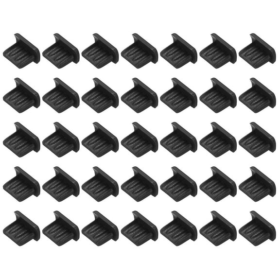 35pcs Phone Mini USB Port Plugs Covers Caps Silicone Anti Dust Protectors for Laptop MP3 Mini USB Female End, Black