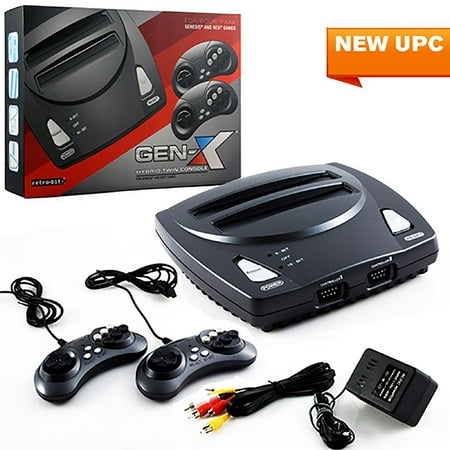 Retro-Bit 2 In 1 8-bit And 16-Bit Controllers AC Adapter And AV Cables For Sega Genesis cartridges