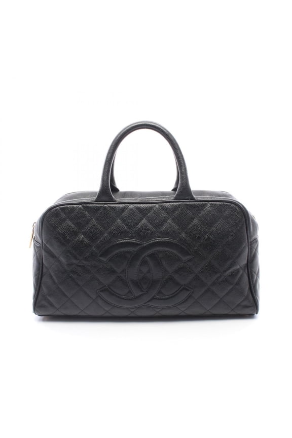 Pre-Owned Chanel Matelass Coco Mark Boston Bag Handbag, Caviar Leather (Grained Calfskin),...