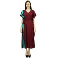 thumbnail image 3 of Bimba Womens Long Rayon Side Pannels Kaftan With Belt Designer Cover Up Caftan Maxi Night Dress, 3 of 9