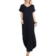 thumbnail image 3 of Doublju Women's V-Neck Short Sleeve Side Slit Maxi Dress with Pockets (Plus Size Available), 3 of 4