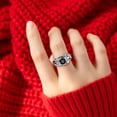 thumbnail image 2 of Rings for Women Flower Line Black Simulated Zircon Ring Valentine's Day Gifts Alloy Rings, 2 of 5